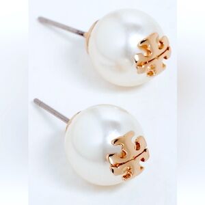 Tory Burch KIRA pearl stud logo earrings